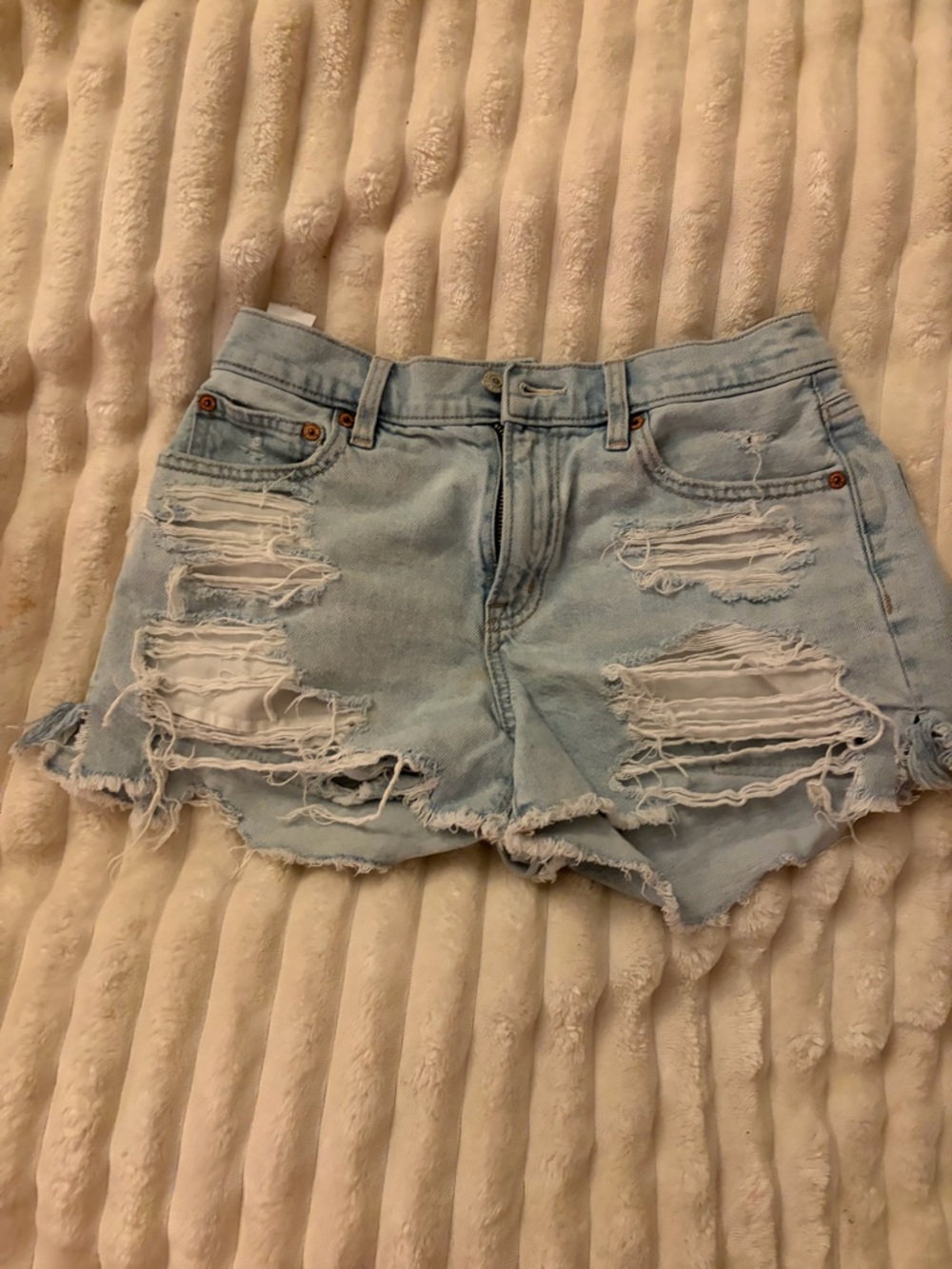 Light Blue Distressed Denim Women's Shorts